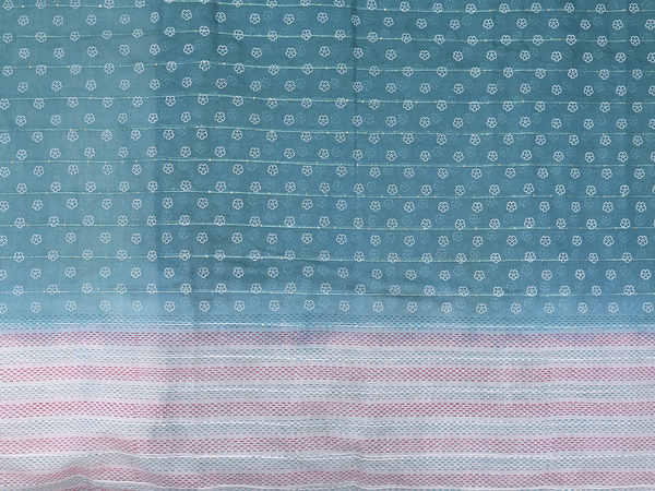 Floral Design White Cotton Unstitched Salwar Material