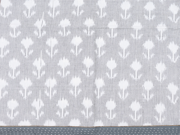 Floral Design White Ikat Cotton Unstitched Salwar Material