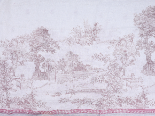 Floral Design White Linen Unstitched Salwar Material