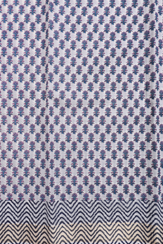 Floral Design White Printed Cotton Half Saree Material