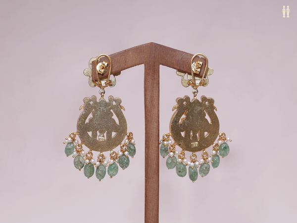 Floral Design With Beaded Gold Plated Pure Silver Earrings