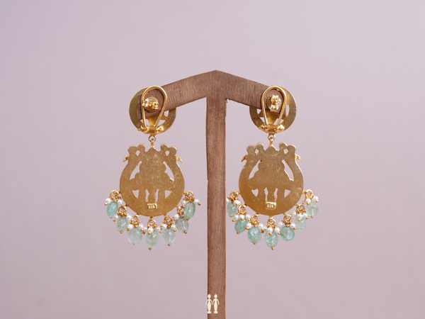 Floral Design With Beaded Gold Plated Pure Silver Earrings