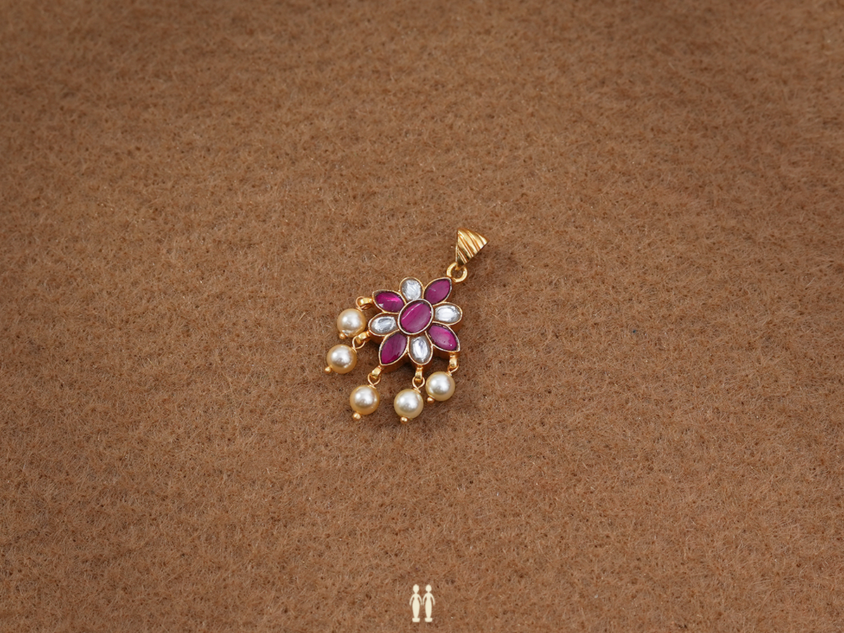 Floral Design Gold Plated Silver Pendant