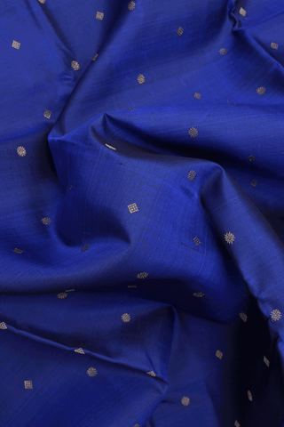 Floral Diamond Buttis Royal Blue Kanchipuram Silk Saree