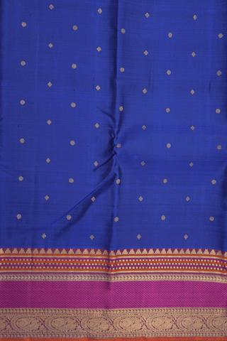 Floral Diamond Buttis Royal Blue Kanchipuram Silk Saree