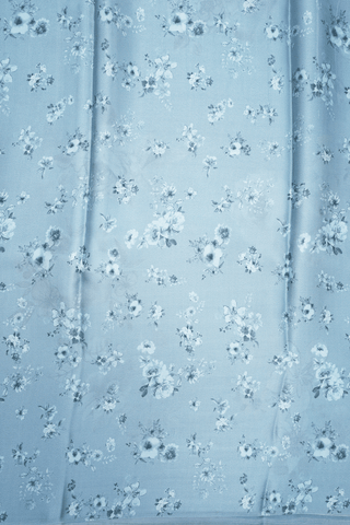 Floral Digital Printed Light Blue Satin Crepe Saree