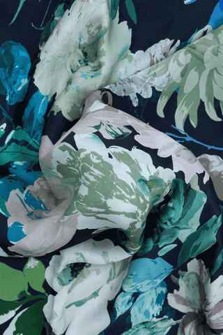 Floral Digital Printed Midnight Blue Crepe Saree