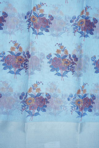 Floral Digital Printed Pastel Blue Kota Cotton Saree