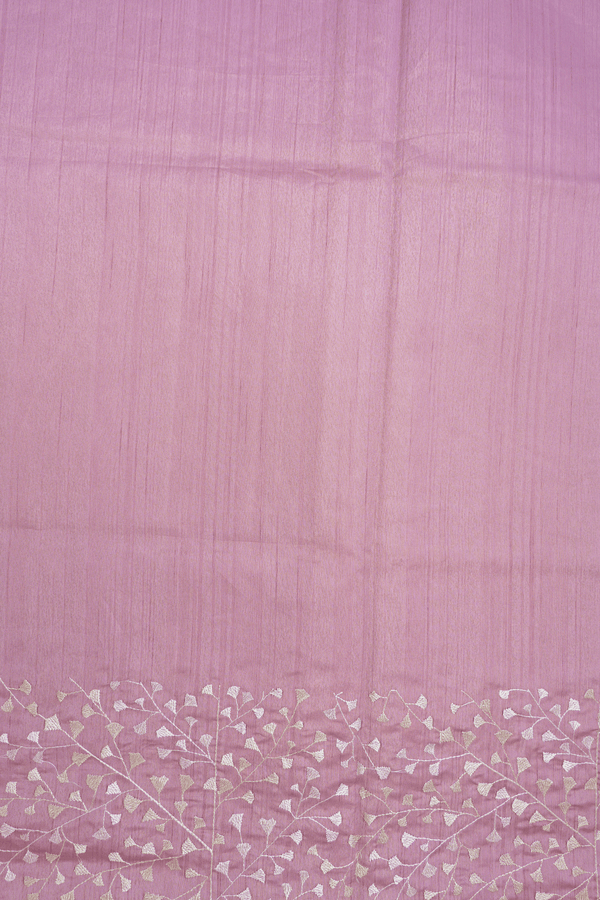 Floral Embroidered Border Orchid Pink Semi Raw Silk Saree