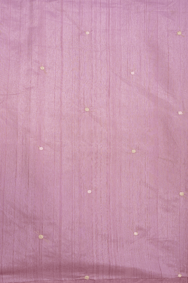 Floral Embroidered Border Orchid Pink Semi Raw Silk Saree