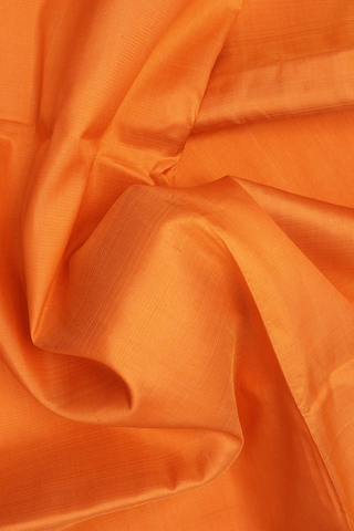 Floral Embroidered Border Plain Orange Kanchipuram Silk Saree