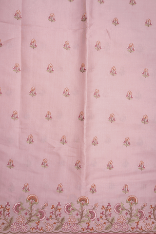 Floral Embroidered Buttas Pastel Pink Semi Tussar Silk Saree