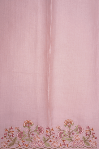Floral Embroidered Buttas Pastel Pink Semi Tussar Silk Saree