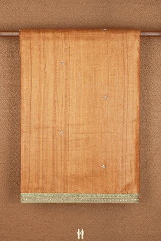 Floral Embroidered Buttis Ochre Orange Tussar Silk Saree