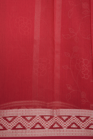 Floral Embroidered Design Ruby Red Kota Cotton Saree