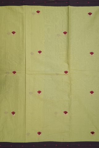 Floral Embroidered Motif Pastel Green Ahmedabad Cotton Saree