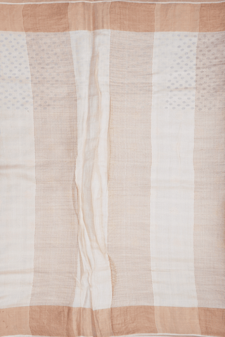 Floral Embroidered Motifs Off White Tussar Silk Saree