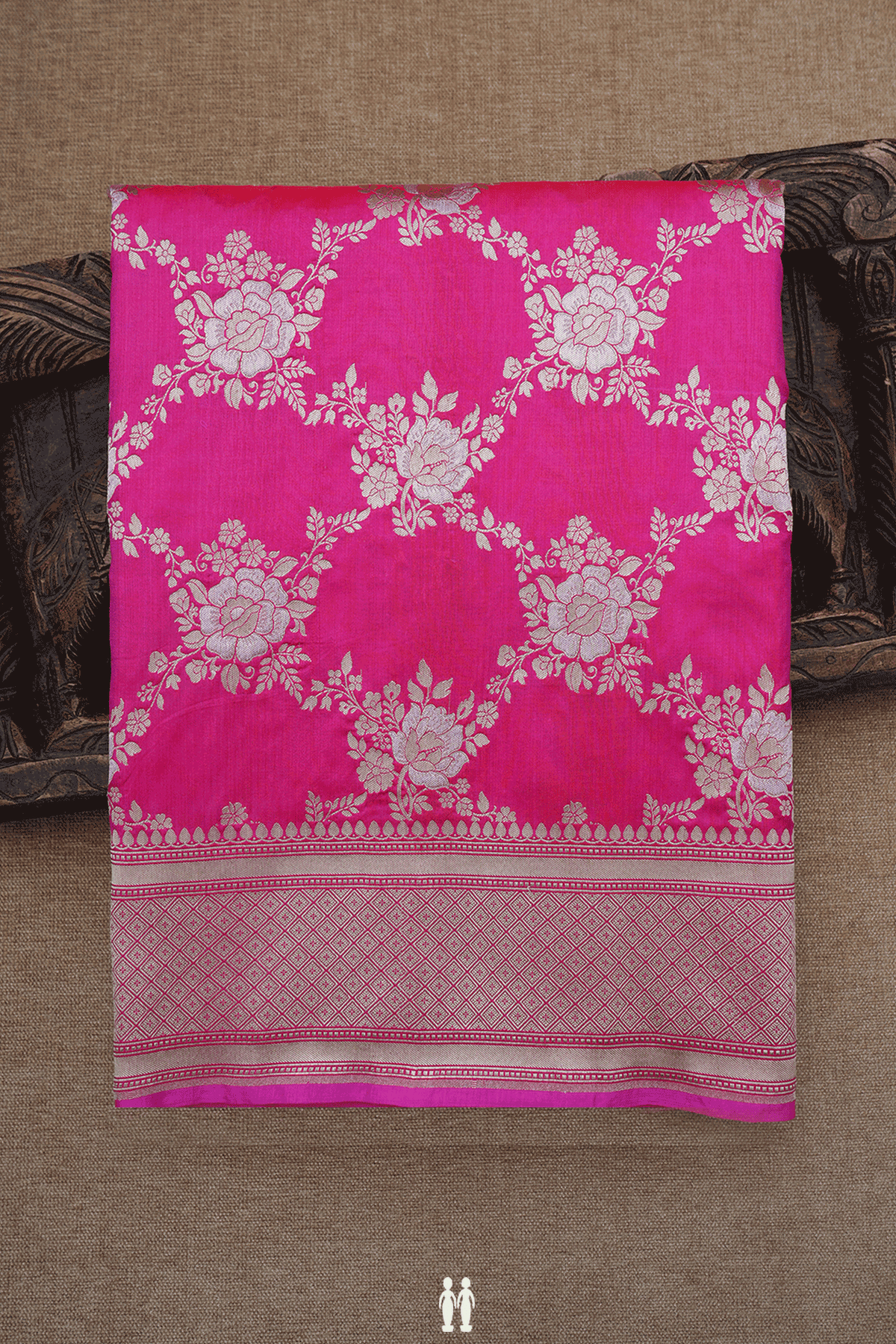 Floral Jaal Design Magenta Banarasi Silk Saree