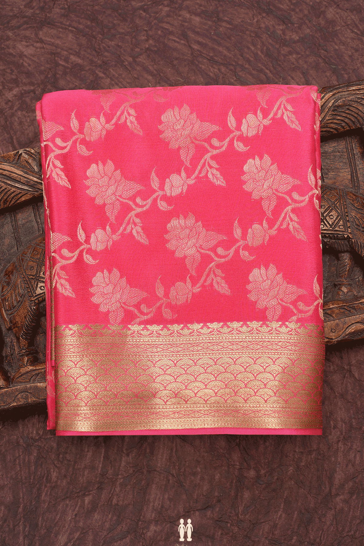 Floral Jaal Zari Design Dark Pink Mysore Silk Saree