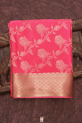 Floral Jaal Zari Design Dark Pink Mysore Silk Saree