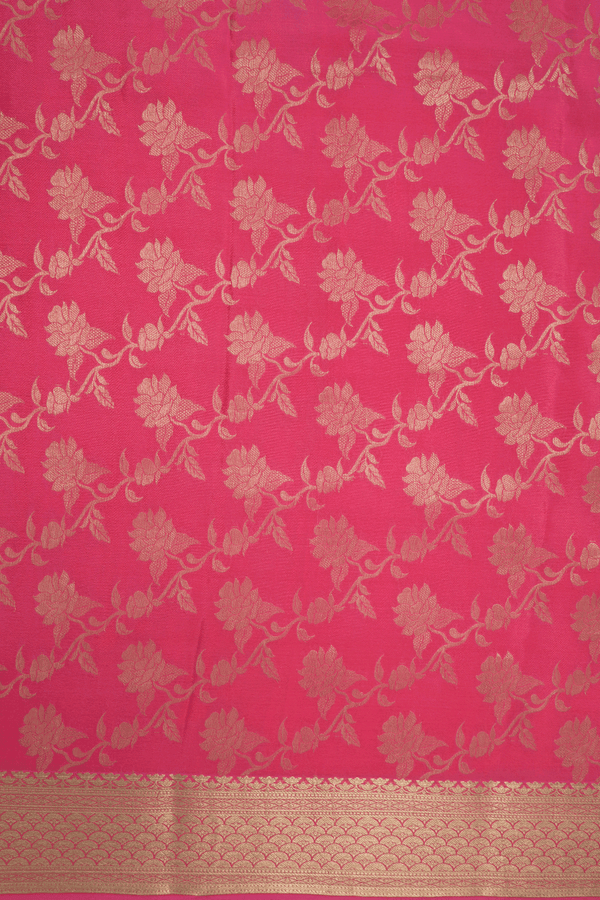 Floral Jaal Zari Design Dark Pink Mysore Silk Saree