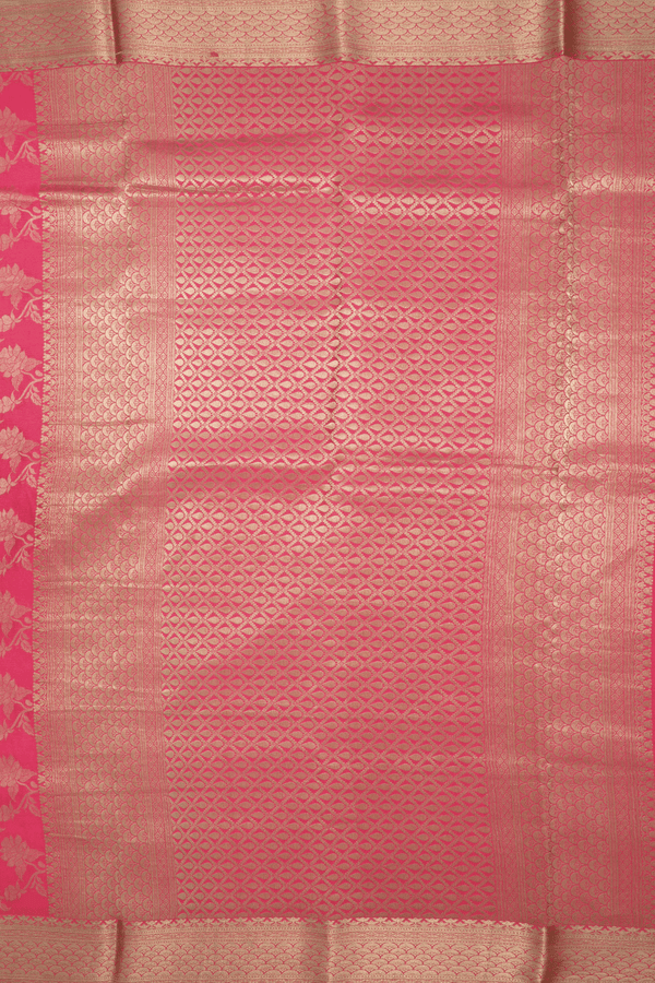 Floral Jaal Zari Design Dark Pink Mysore Silk Saree
