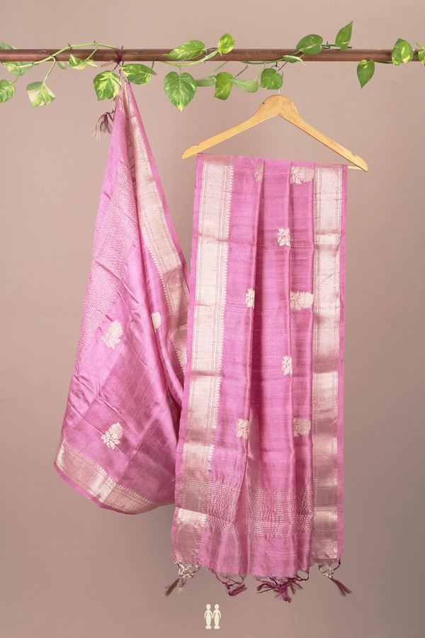 Floral Motifs Dusty Lavender Raw Silk Dupatta