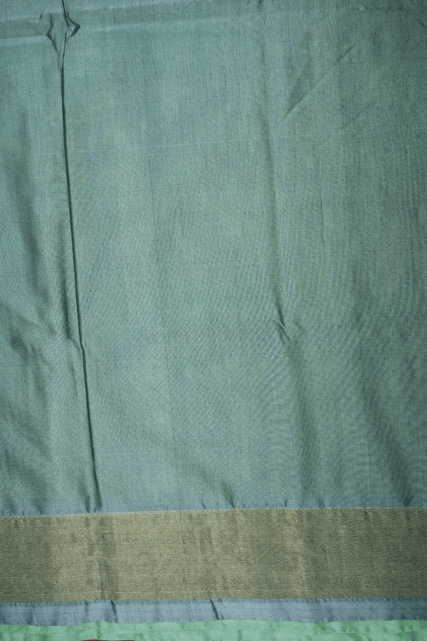 Floral Motifs Parrot Green Kora Silk Cotton Saree