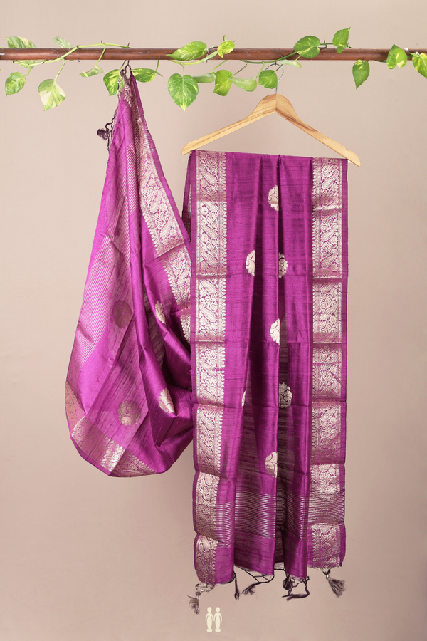 Floral Motifs Purple Raw Silk Dupatta