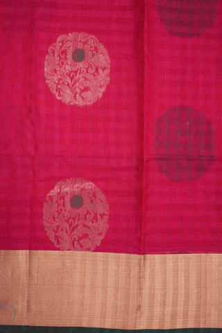 Floral Motifs Rose Red Kora Silk Cotton Saree