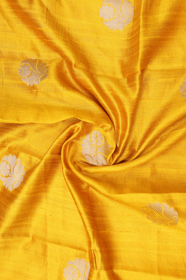 Floral Motifs Yellow Raw Silk Dupatta