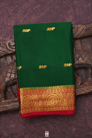 Floral Paisley Buttas Emerald Green Mysore Silk Saree