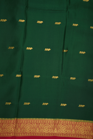 Floral Paisley Buttas Emerald Green Mysore Silk Saree