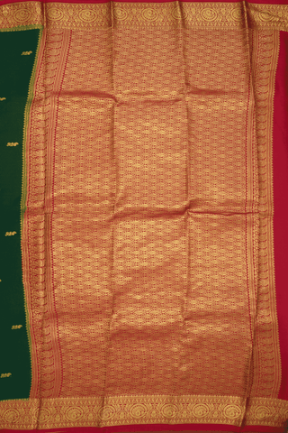 Floral Paisley Buttas Emerald Green Mysore Silk Saree