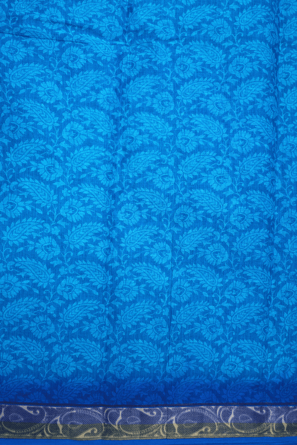 Floral Paisley Design Cerulean Blue Ahmedabad Cotton Saree