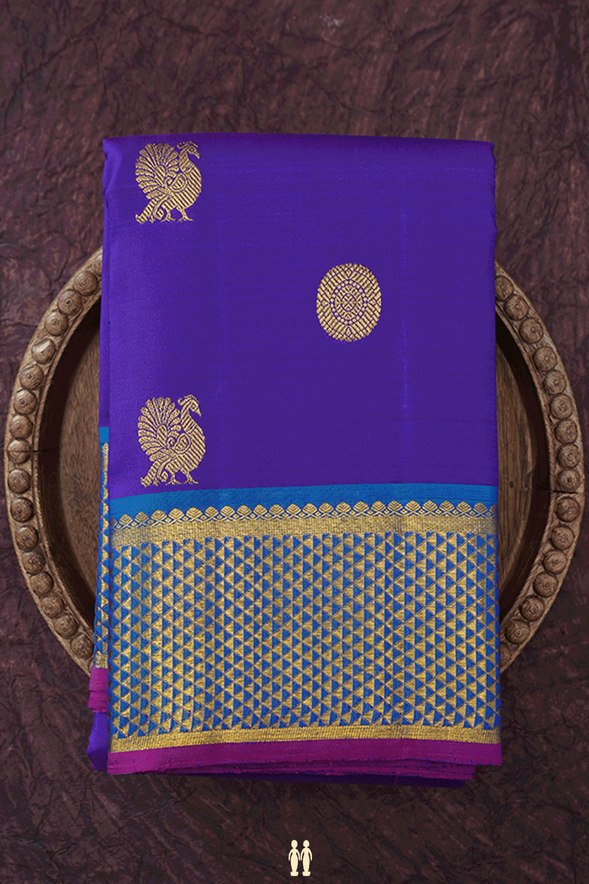 Floral Peacock Buttas Royal Purple Kanchipuram Silk Saree