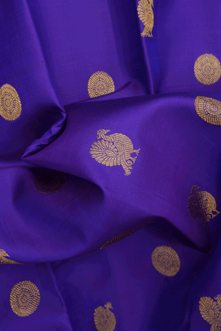 Floral Peacock Buttas Royal Purple Kanchipuram Silk Saree