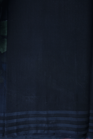 Floral Printed Design Black Kota Silk Saree