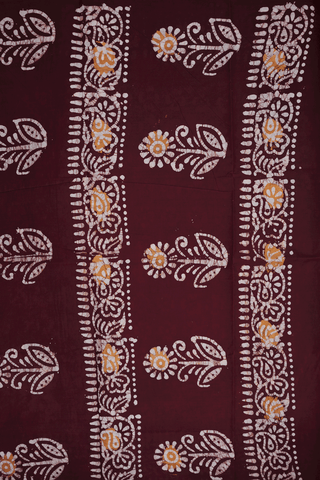 Floral Printed Buttas Chocolate Brown Sungudi Cotton Saree