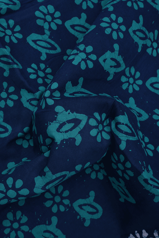 Floral Printed Buttas Navy Blue Sungudi Cotton Saree