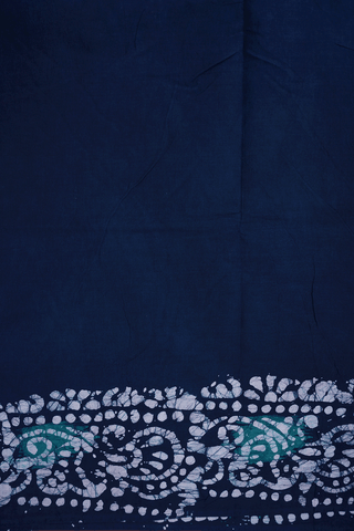 Floral Printed Buttas Navy Blue Sungudi Cotton Saree