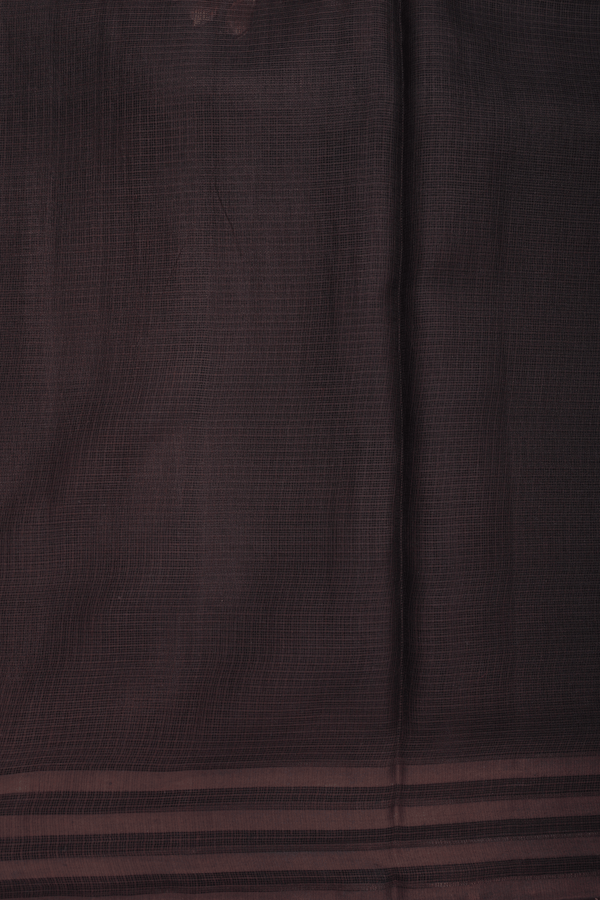 Floral Printed Design Coffee Brown Kota Silk Saree