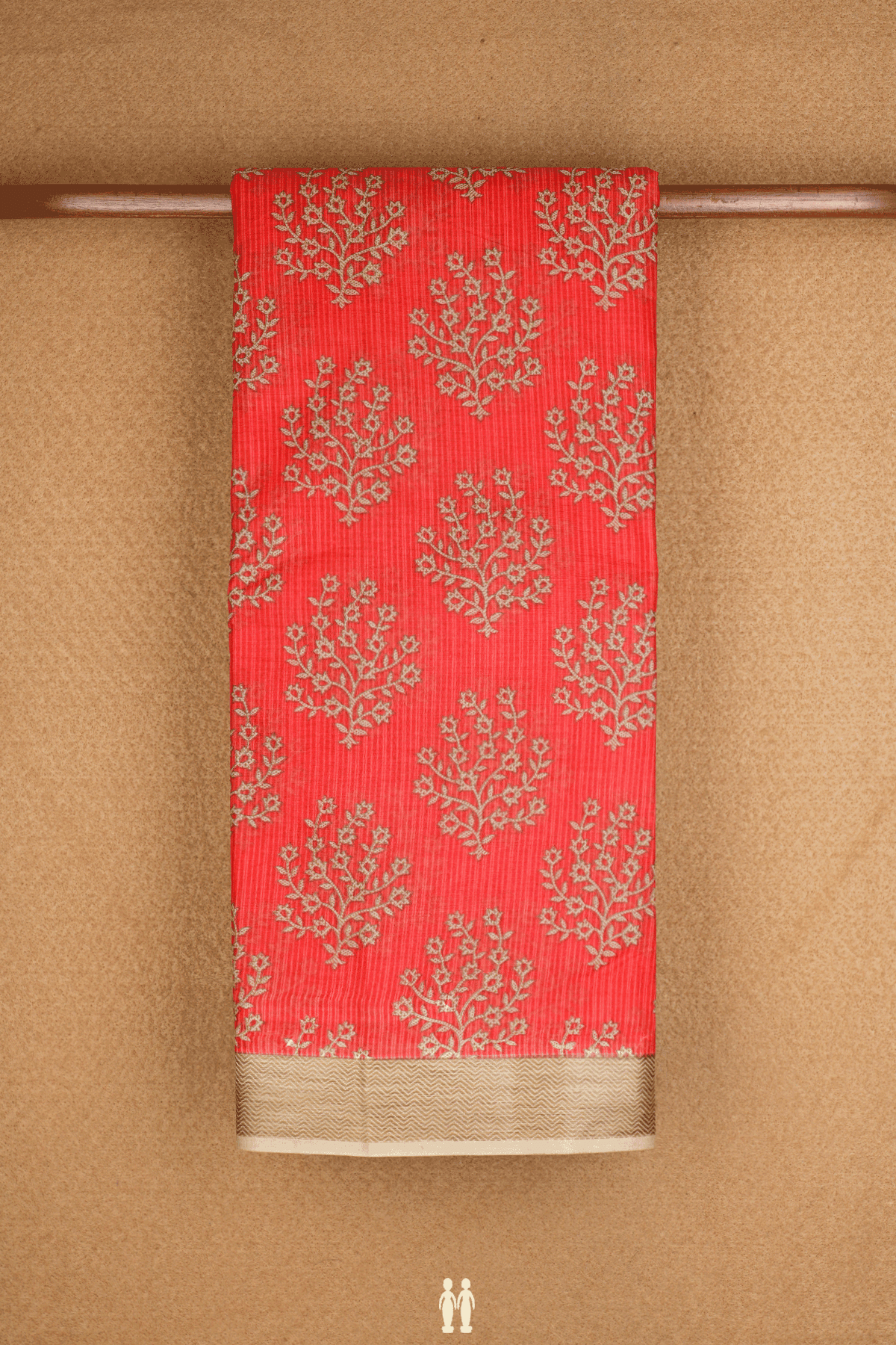Floral Printed Design Crimson Red Ahmedabad Cotton Saree