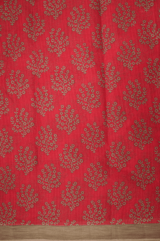 Floral Printed Design Crimson Red Ahmedabad Cotton Saree