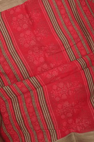 Floral Printed Design Crimson Red Ahmedabad Cotton Saree