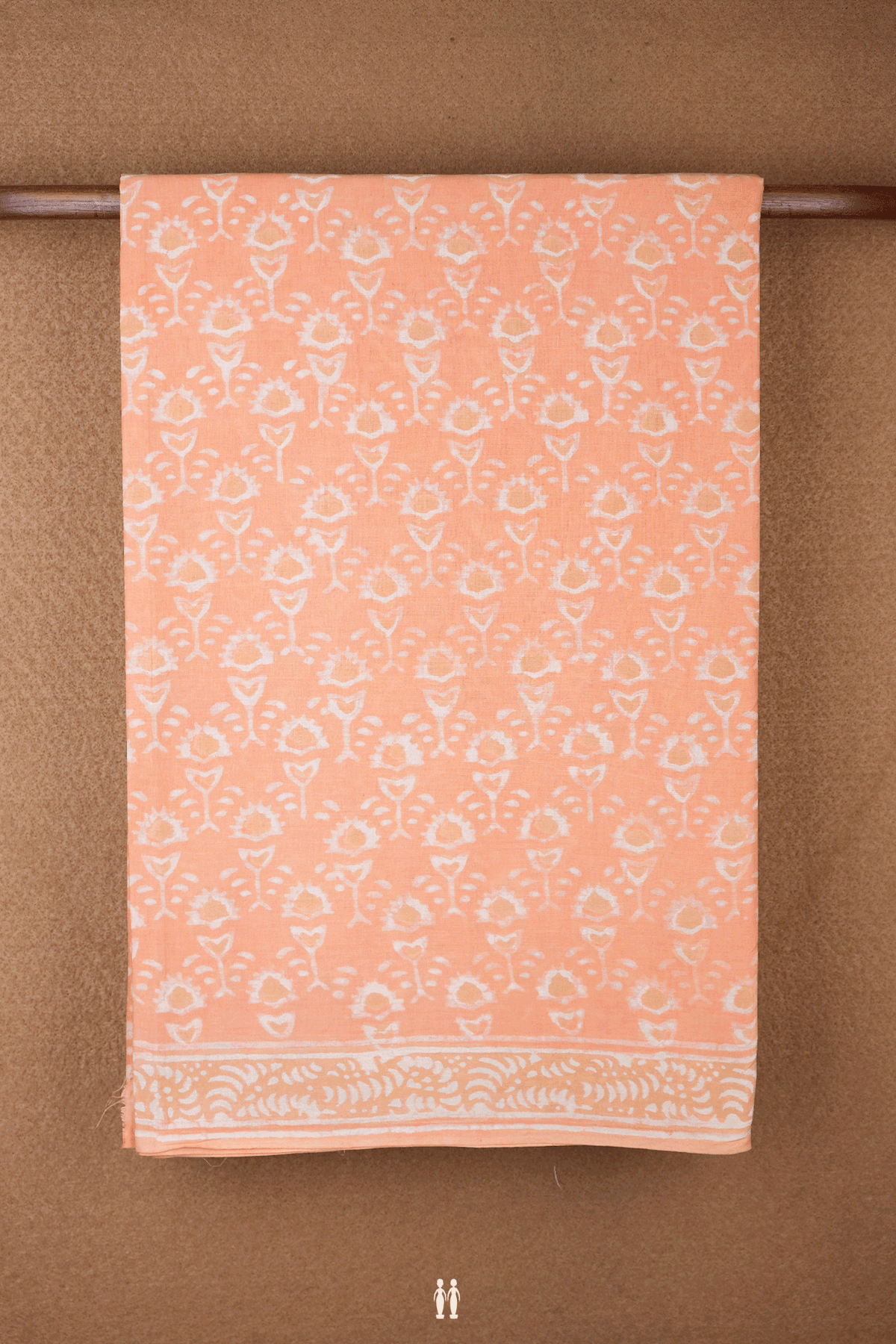 Floral Printed Design Orange Jaipur Cotton Saree
