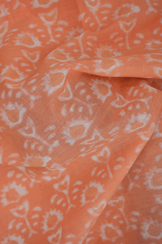 Floral Printed Design Orange Jaipur Cotton Saree