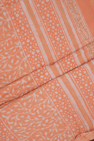Floral Printed Design Orange Jaipur Cotton Saree