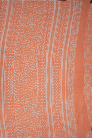 Floral Printed Design Orange Jaipur Cotton Saree