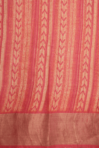Floral Printed Design Vermillion Red Tussar Silk Saree